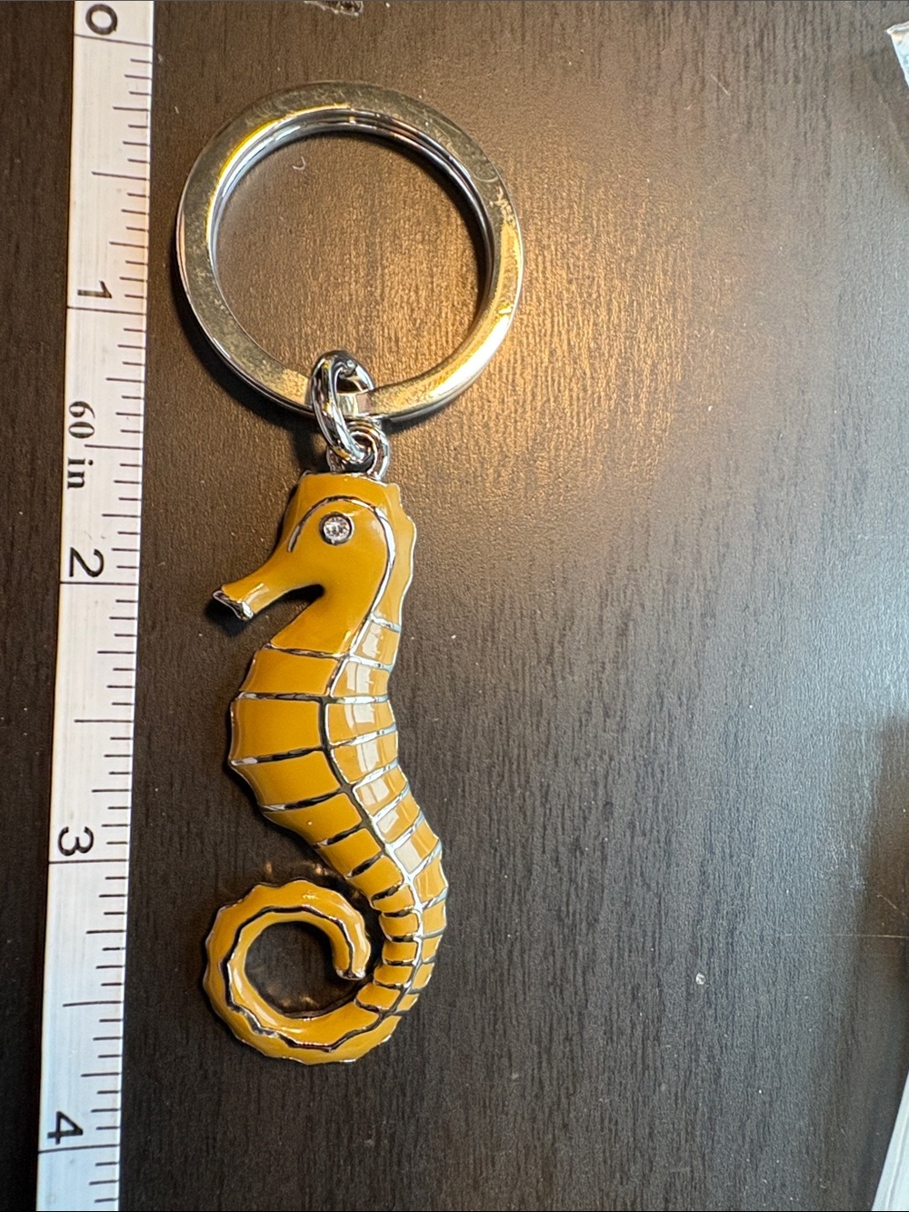 Coach Vintage Tan Seahorse Enamel Keychain